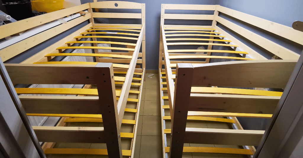 Wooden bunk bed frame ready for removal and disposal in Oklahoma City, OK.
